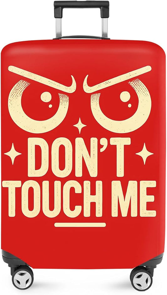 ANNA QUEEN Funny “Don’t Touch Me” Luggage Cover, Bold Red Suitcase Protector with Angry Eyes Design, Stretchable, Washable Travel Cover for 28-30 Inch Luggage