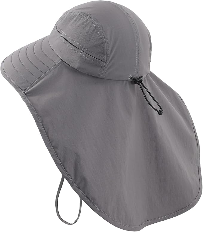 Home Prefer UPF 80+ Sun Hat for Men Women Wide Brim Sun Hat with Neck Flap Summer Safari UV Protection Gardening Fishing Hat