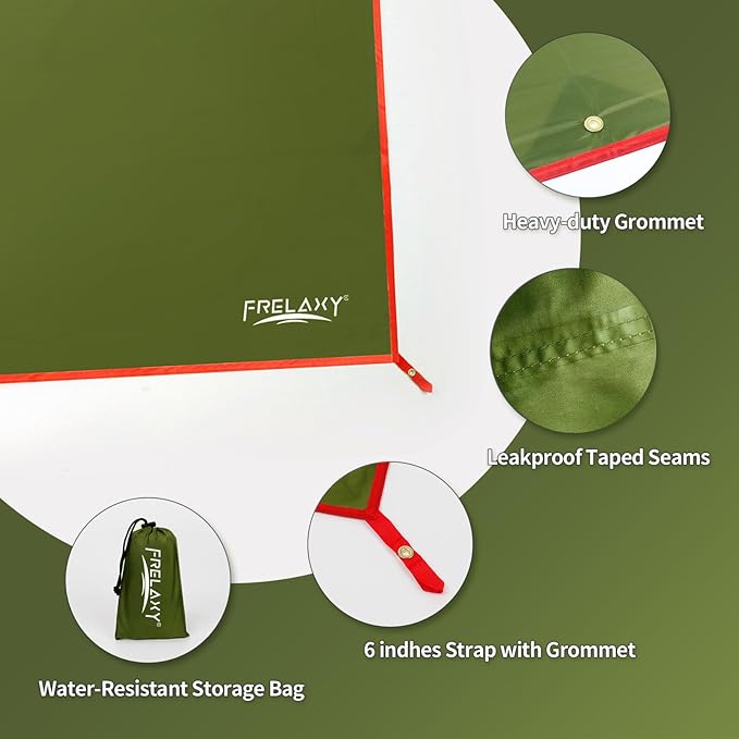 Frelaxy Tent Footprint, Waterproof Camping Tarp, Durable Tent Floor to Elevate Your Camping, Hiking, Backpacking, Hammock, Beach Experience