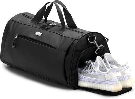 TOPDesign Gym Bag for Women & Men, Unisex Duffel Bag with Shoe Compartment & Wet Pocket for Travel Sports Gym (L Black)