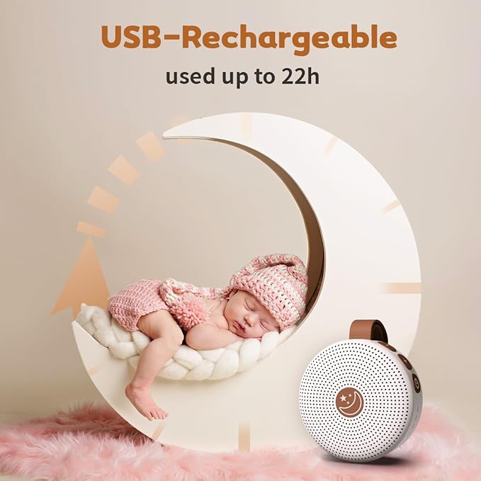 Sound Machine Mini Portable Baby White Noise Machine with 30 Soothing Sounds for Kids Adults Auto-Off Timer 32 Volume Levels Rechargeable Brown Noise Sleep Machine for Home Office Privacy and Travel