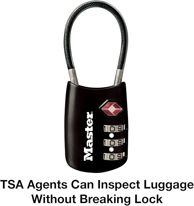 Master Lock 4688D Accepted Set Your Own Combination TSA Approved Luggage Lock, 1 Pack, Black