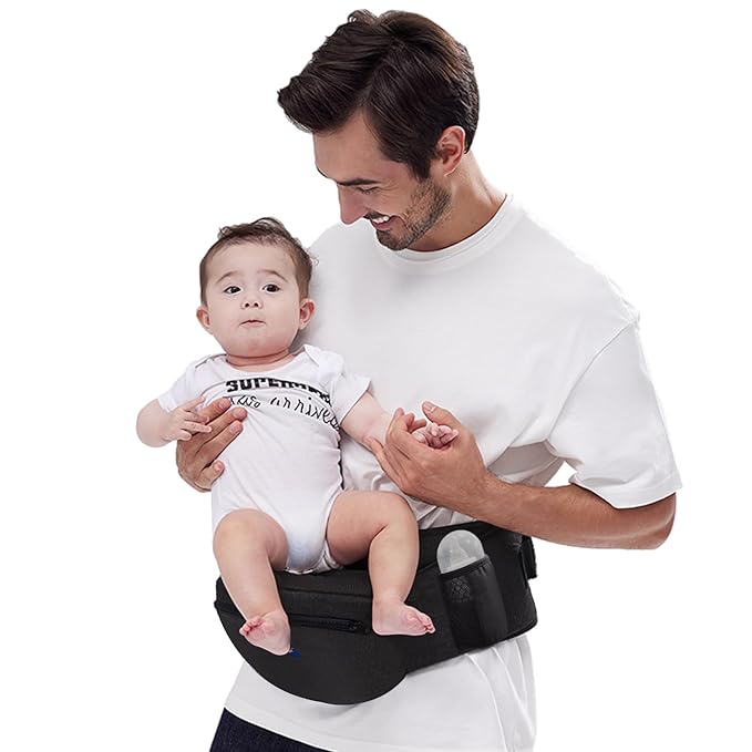 Baby Hip Carrier,Adjustable Extended Waistband with Various Pockets-Ergonomic,Baby Carrier with Hip Seat for Newborns & Toddlers(Black)