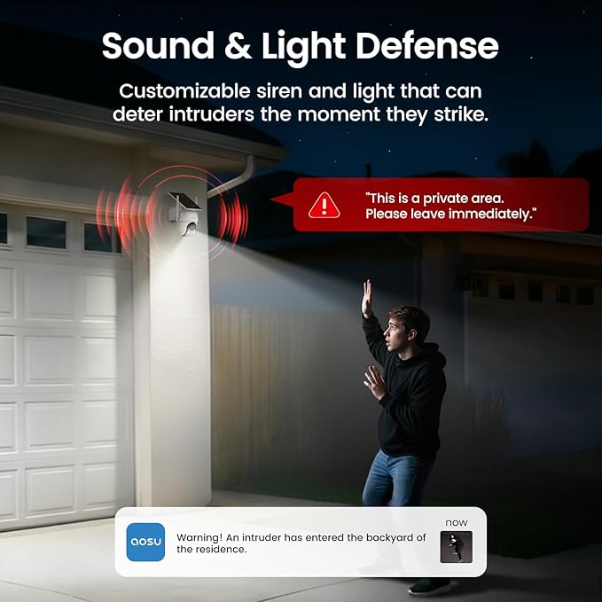 aosu Security Cameras Outdoor Wireless, 4 Cam-Kit, No Subscription, Solar-Powered, Home Security Cameras System with 360° Pan & Tilt, Auto Tracking, 2K Color Night Vision, Easy Setup, 2.4 & 5GHz WiFi