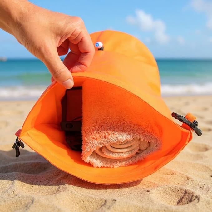 Swim Buoy & Drybag - for Swimmers, Open Water and Triathlon. Pull Buoy for Adults and Kids. Orange Signal Swimming Bubble