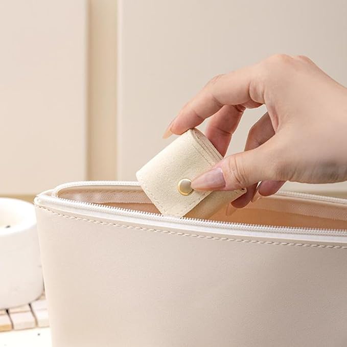 Mini Travel Jewelry Bag, 2025 New Travel Jewelry Case Organizer, Portable Foldable Compartment Auxiliary Mini Travel Jewelry Roll Bag With Buckle For Small Jewelry Earrings, Rings, Necklaces (E)