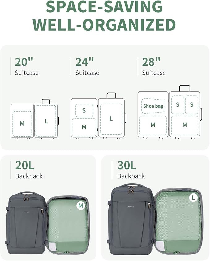 ECOHUB 4 Set /6 Set Packing Cubes for Travel Durable Suitcase Organizer Bags Set with Personalized Tag Various Sizes Travel Essentials Traveling Accessories for Luggage Machine Washable