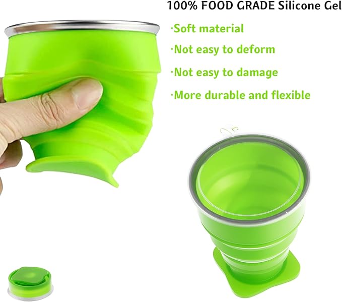 Collapsible Cup- Silicone Foldable Cups Expandable Folding DrinkingCup -Reusable Portable Mugs-Cup For Travel, Camping, Hiking, Survival, Car, Picnic, Beach, Holiday Vacation, Outdoor Sports Rose