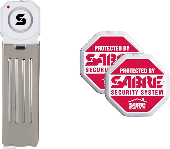 SABRE 120 dB Wedge Door Stop Security Alarm, Extremely Loud Wireless Siren Audible Up to 1,500 Ft., Non-Skid Pad, Compact Alarm Great for Home, Travel, Apartment or Dorm