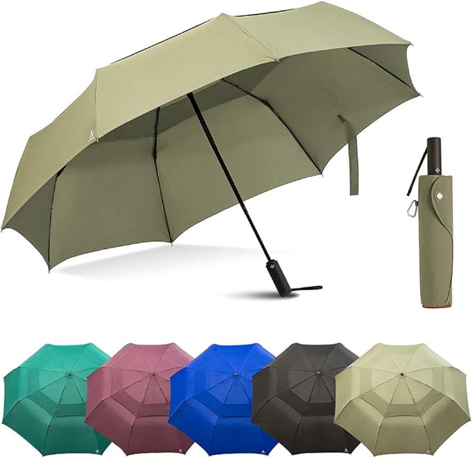 Portobello Large Umbrella For Rain - Big 54 Inch Double Vented Canopy, Folds Into Travel Size, Big Enough To Fit In 2 Adults, Heavy Duty, Sturdy, Windproof W/Auto Open Close