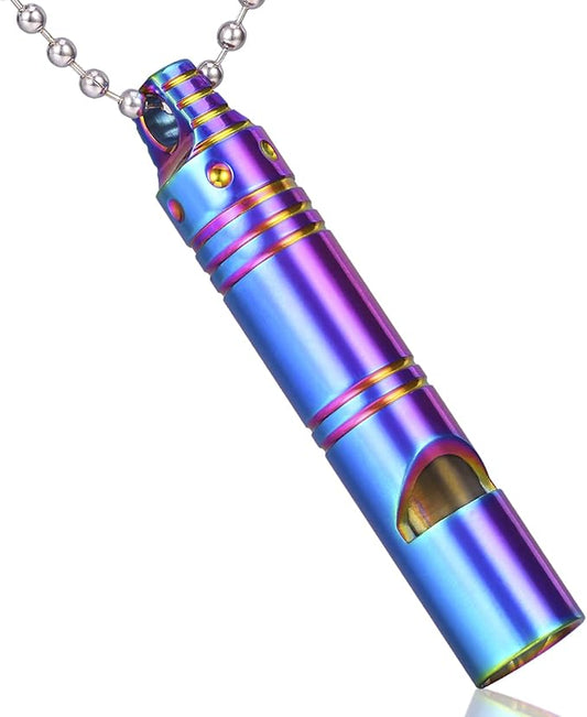 Whistle Emergency Titanium Whistle,Survival Loud Whistle Safety Whistle for Kids Women,EDC Signal Whistles Necklace