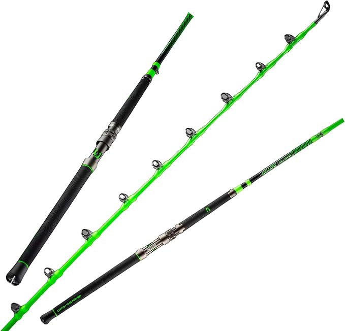Green Hellcat Revenge Rod Series – Durable, Lightweight Composite Fishing Rod, Non-Slip Silicone Grip, Aluminum Reel Seat, Smooth Casting, Break-Resistant Tip.
