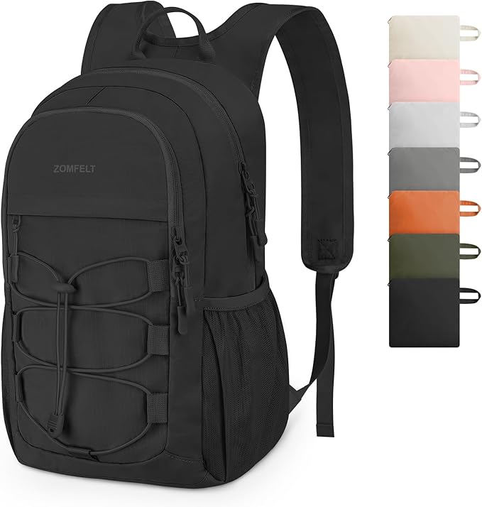 ZOMFELT Hiking Backpack for Women Men, 20L Lightweight Packable Backpack for Trip, Water Resistant Small Travel Backpacks, Foldable daypack for Hiking, Walking, Cycling, Camping, Black