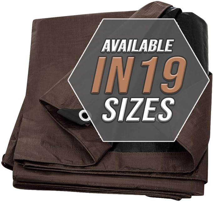 Tarp Cover Brown/Black Heavy Duty 20 Mill Thick Material, Waterproof 12'X12' Great for Tarpaulin Canopy Tent, Boat, RV Or Pool Cover! by Trademark Supplies (Poly Tarp 12X12, Ultra Thick)