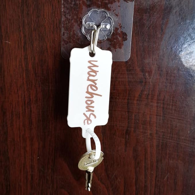 100pcs Reusable Blank Plastic Tags Ties Key Tags 1.45"*2.48" Serrated Tension Sealing Strap with Large Label Plastic Tie Mark Label Waterproof Hang Sign Write on Tag (White, 100pcs)
