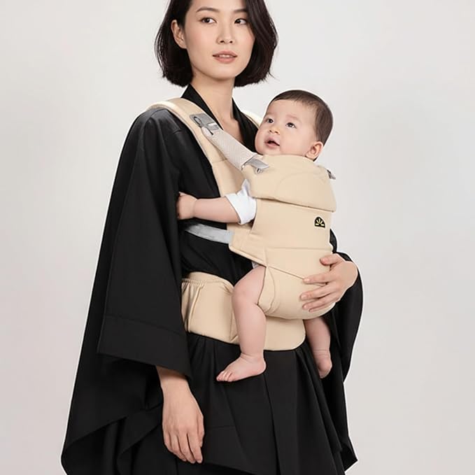 Baby Carrier for Newborns to Toddlers, Adjustable, Ultra-Soft and Weightless, Ergonomic Baby Carrier with Head Support, Baby Travel Gear, Baby Essentials (Beige),