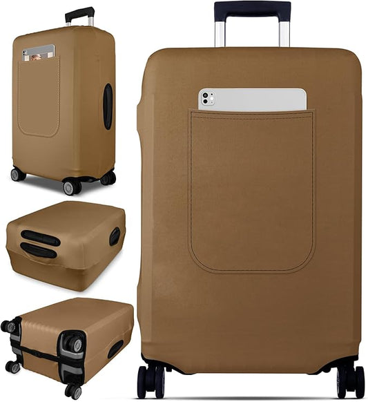 Slohif Luggage Cover for Suitcase Tsa Approved Protector - Luggage Sleeve Suit Case Cover Travel Stretch Large Baggage Case Protective Washable Fit 29-30 Inch Brown