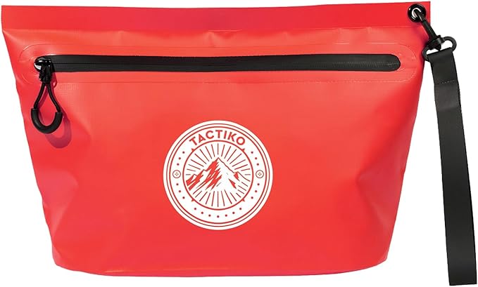 Tactiko Heavy-Duty Splash Water Resistant Zipper Pouches - Hold-All Organizers for Dry Bags, Travel Bags (Red)