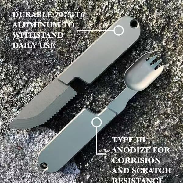 2-in-1 Camping Utensil Set – Knife Fork Combo for Picnic, Portable Outdoor Travel Flatware