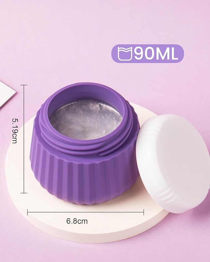 Travel Containers for Toiletries 4 Pack, TSA Approved Travel Size Toiletries, Travel Size Containers, With Clear Bag Leak Proof Silicone Jars, Travel Essentials Creams Jars Carrying Small Items