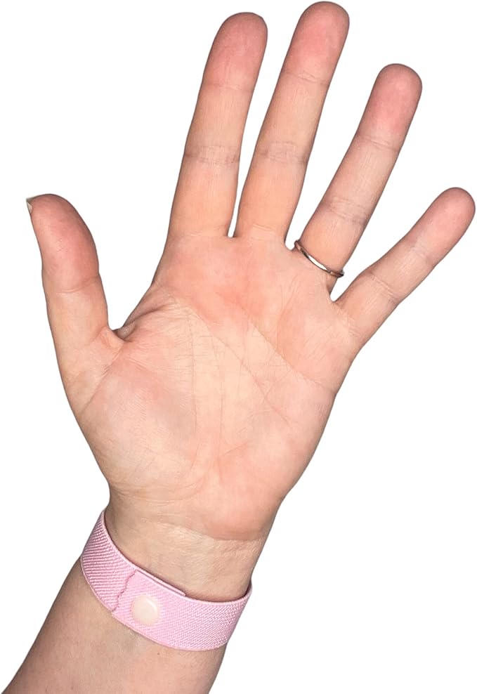 AcuBalance Motion Sickness Bracelets – Comfortable Waterproof Acupressure Band for Natural Nausea Relief, Ideal for Travel (Pair), Pink (Medium 7")