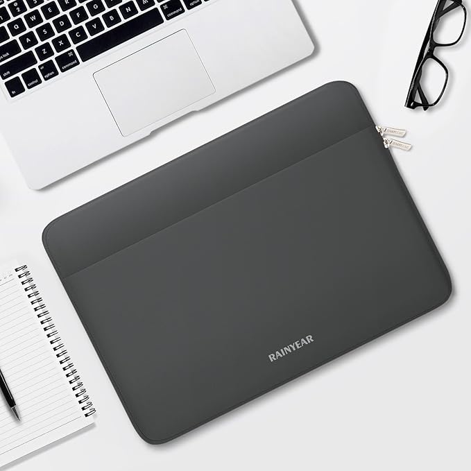 RAINYEAR Laptop Sleeve Case 13.3 Inch, Protective Portable Case with Front Pocket, Briefcase Handbag Laptop Bag Compatible with MacBook Air/Pro 13-13.3 inch, MacBook Pro 14 inch, Gray