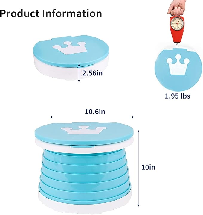 Travel Potty for Toddler, Portable and Foldable Toilet, Apply to Seat Emergency Toilet for Car, Camping, Outdoor, Indoor (blue, small)