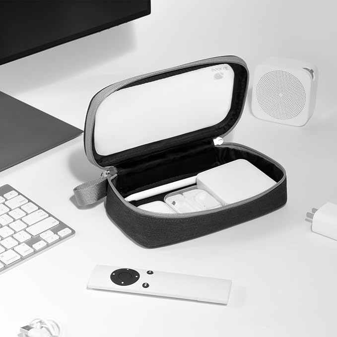 pack all Clear Electronic Organizer, TPU Cable Organizer Bag, Compact Cord Travel Organizer for Cables, Chargers, Phones, USB Cords, SD Cards (Black)