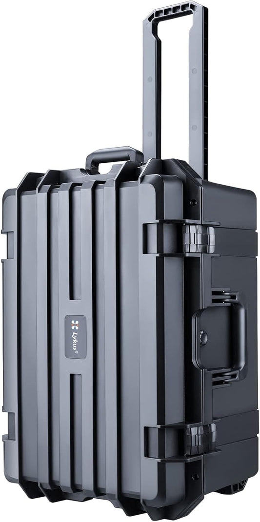 Lykus HC-6030 Large Waterproof Hard Case with Wheels and Customizable Foam, Interior Size 23.5x16.8x10.7 inch, Suitable for large electronic equipment and more
