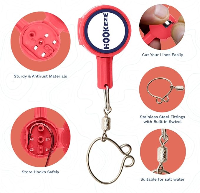 HOOK-EZE Fishing Knot Tying Tool | Protect from Fish Hooks | Tie Fishing Knots Easily | Cool Gadgets for Fishermen | Ice Fly Fishing | Fishing Accessories for Beginner Anglers | Nail Knot Tool