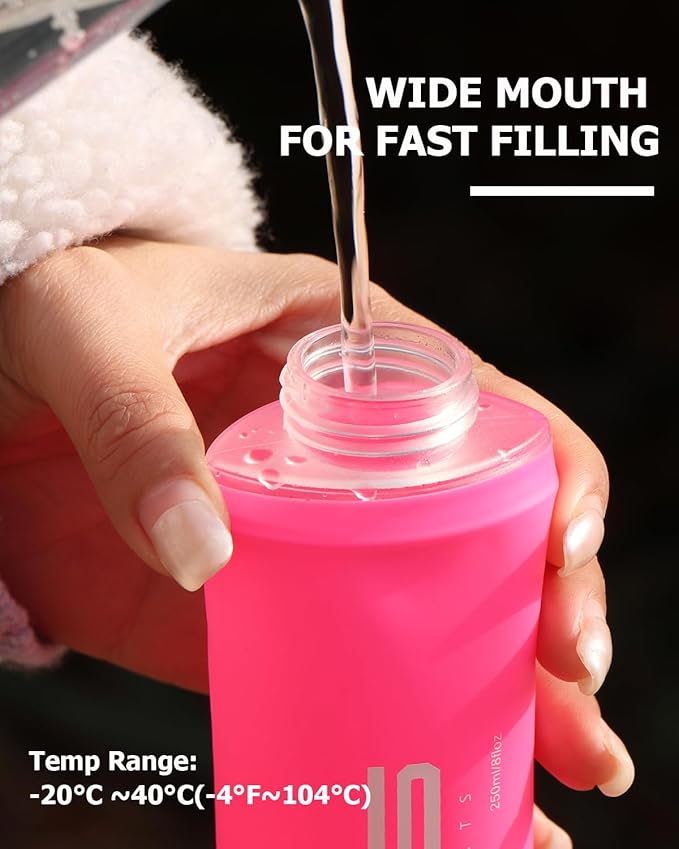Folding Soft Flask Portable Collapsible Running Lightweight Water Bottle for Outdoor Sports,Travel with Mouthpeice Cover