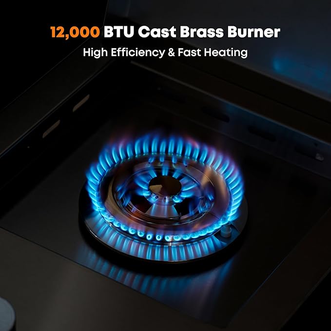 Stanbroil Built-in Stainless Steel Side Burner for Outdoor Kitchen - Liquid Propane Only