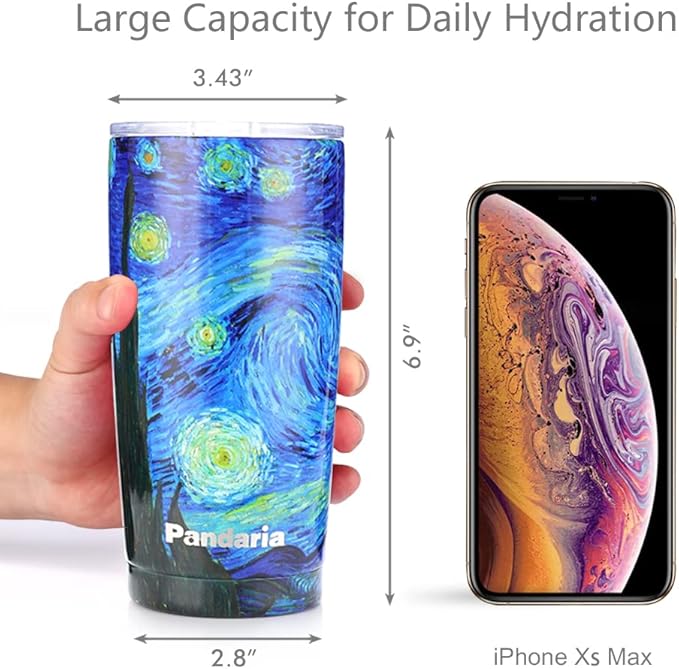 20 oz Stainless Steel Vacuum Insulated Tumbler with Lid - Double Wall Travel Mug Water Coffee Cup for Ice Drink & Hot Beverage, Starry Night…