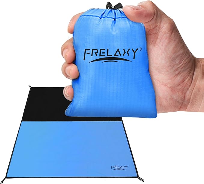 Frelaxy Pocket Picnic Blanket, Waterproof Sandproof Beach Mat, Compact Camping Tarp for Festivals, Hiking, Travel, Outdoor Recreation
