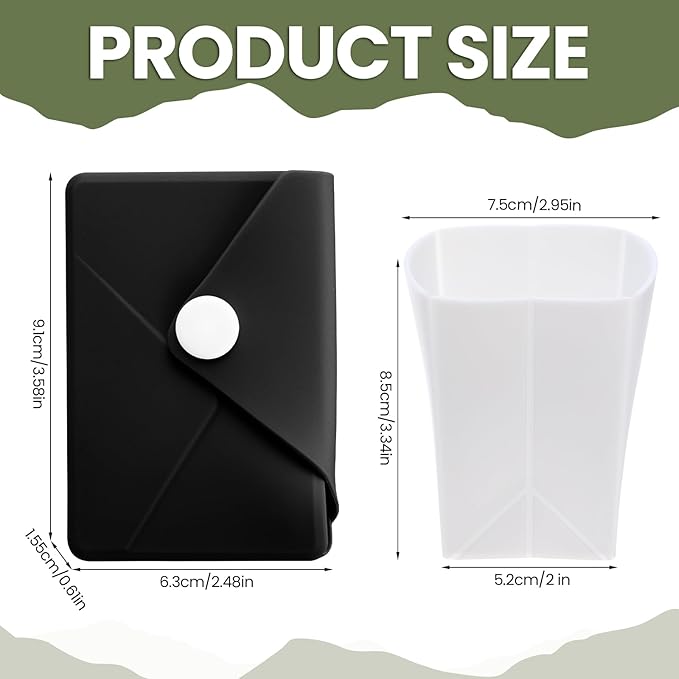LemonRoad Silicone Folding Camping Cup Card Design Collapsible Silicone Travel Cup Waterproof 250 ml for Camping Outdoors International Travel(Black)