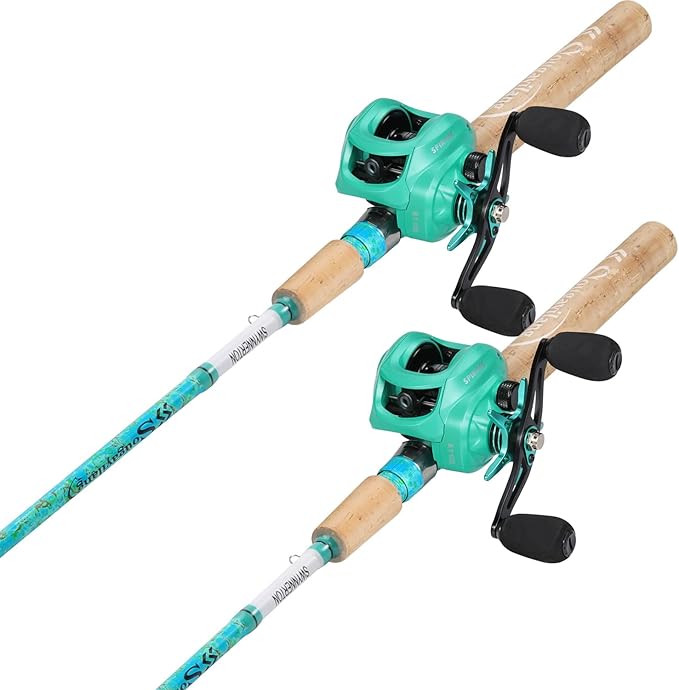 Sougayilang Fishing Rod and Reel Combo, 2-Piece 5-Foot 6-Inch Graphite & Fiberglass Rod, Durable and Strong, Quickset Anti-Reverse Fishing Reel (1Pack/2Pack)