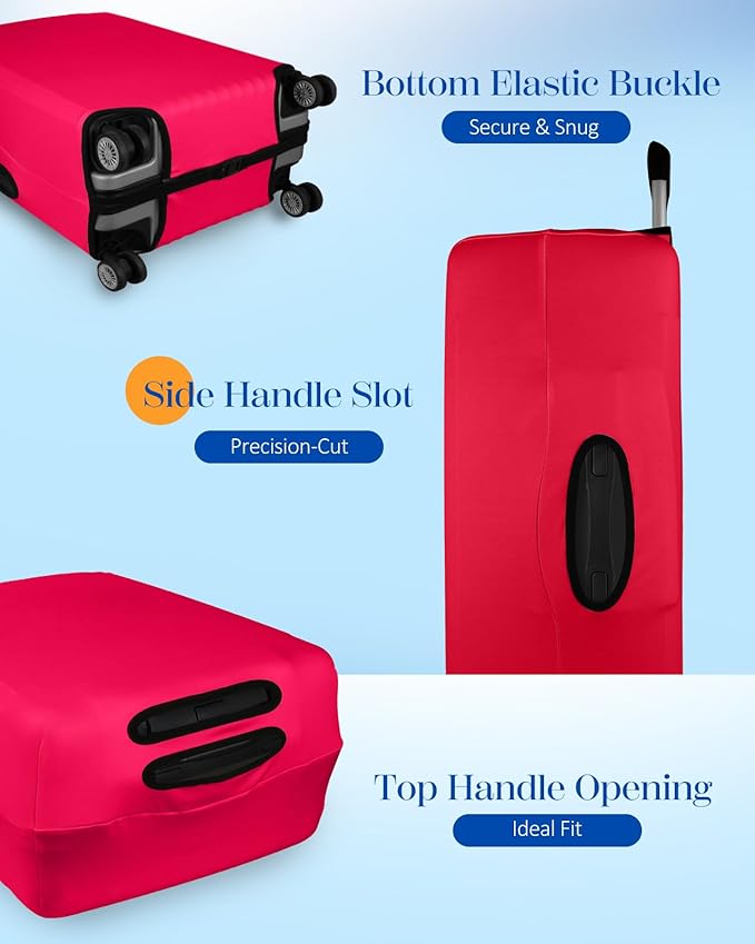 Slohif Luggage Cover for Suitcase Tsa Approved Protector - Luggage Sleeve Suit Case Cover Travel Stretch Large Baggage Case Protective Washable Fit 30-32 Inch Wine Red