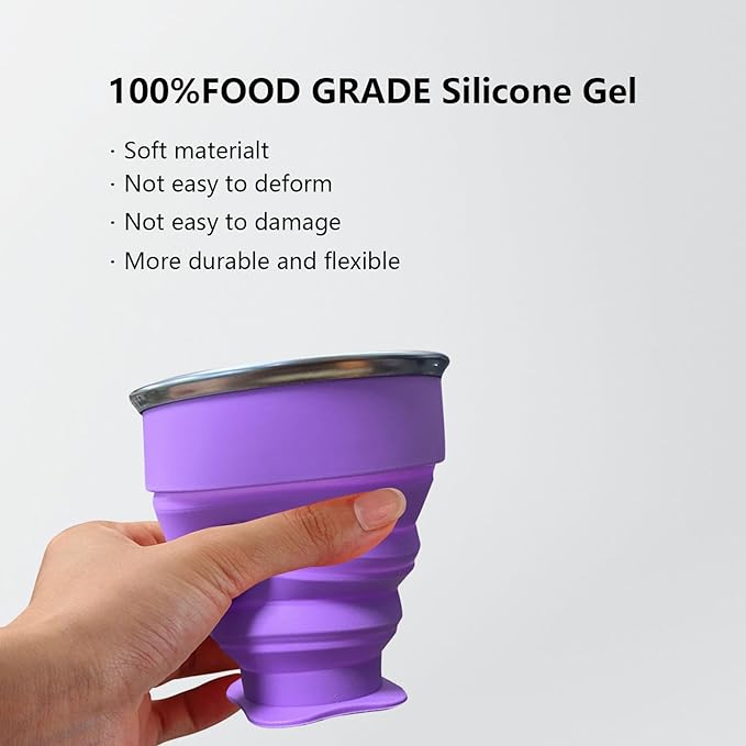 Collapsible Cup - Silicone FoldableCup Expandable Folding Drinking Cups -Reusable Portable Mugs-Cup For Travel, Camping, Hiking, Holiday Vacation, Outdoor Sports