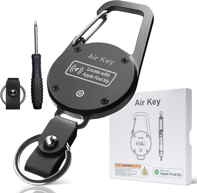 Keychain, Key Finder Works with Apple Find My, llaveros para Hombres,Carabiner Car Key Chains with GPS Tracker, Anti-Lost Keyring Finder Locator, Minimalist Key Holder for Men (iOS Only),Black