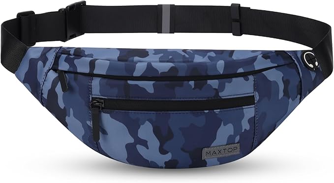 MAXTOP Large Crossbody Fanny Pack with 4-Zipper Pockets,Gifts for Enjoy Sports Festival Workout Traveling Running Casual Hands-Free Wallets Waist Pack Phone Bag Carrying All Phones