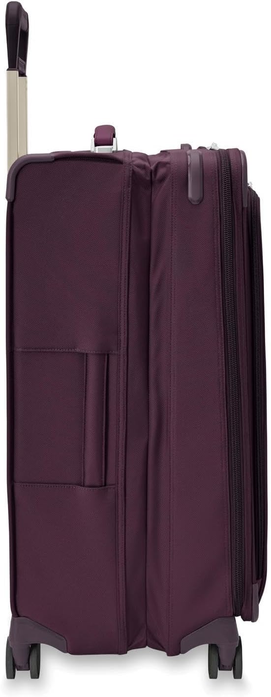Briggs & Riley 29" Large Expandable Spinner - Checked Luggage for Travel, Suitcases with Wheels, Softside Rolling Bag for Men & Women, Self-Repairing Zipper - Baseline Collection, Plum