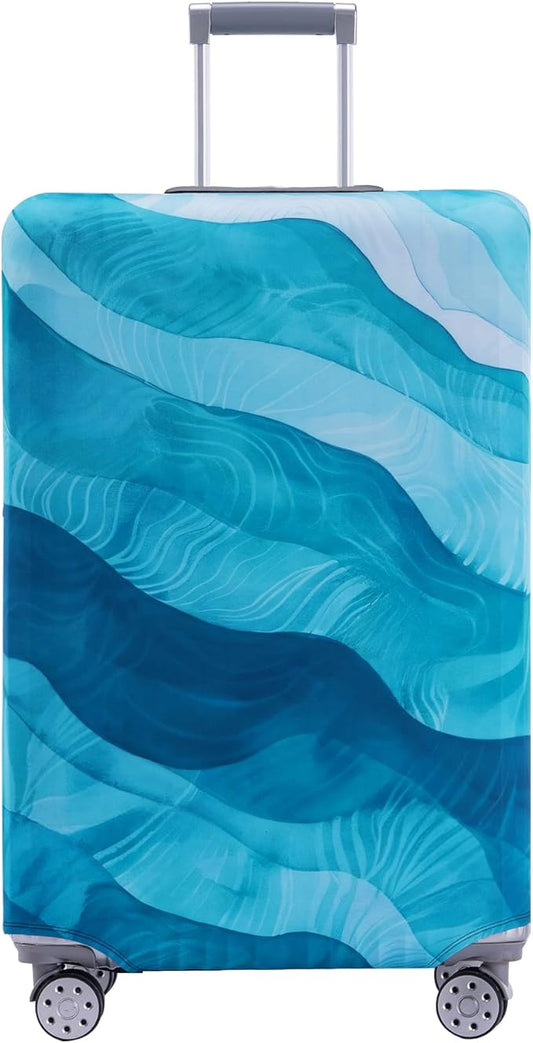 Travelkin Luggage Covers For Suitcase Tsa Approved,Suitcase Cover Protector Fit 18-32 Inch Luggage (Blue Wave, M)