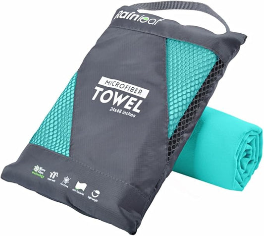 Rainleaf Microfiber Towel Perfect Travel & Gym & Camping Towel. Quick Dry - Super Absorbent - Ultra Compact - Lightweight. Suitable for Trip, Beach, Shower, Backpacking, Pool