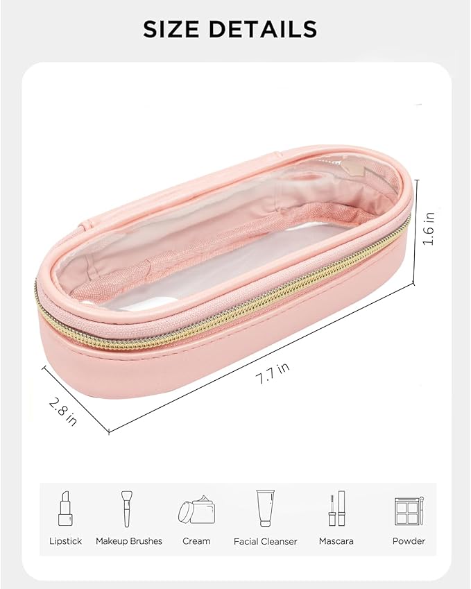 Clear Makeup Bag Small, TSA Approved Portable Toiletry Bag with Zipper Cosmetic Travel Bag Makeup Organizer Case Mini Makeup Pouch for Purse Car Organizer Bag for Women Men