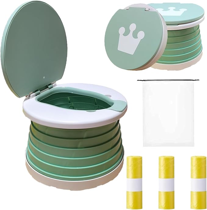 Travel Potty for Toddler, Portable and Foldable Toilet, Apply to Seat Emergency Toilet for Car, Camping, Outdoor, Indoor (green, small)