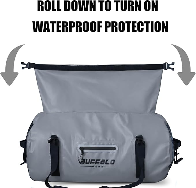 Buffalo Gear Waterproof Duffle Bag 40L 60L 80L Roll-top Dry Bag Heavy Duty Waterproof Duffel Travel Bag for Kayaking Rafting Boating Fishing Camping