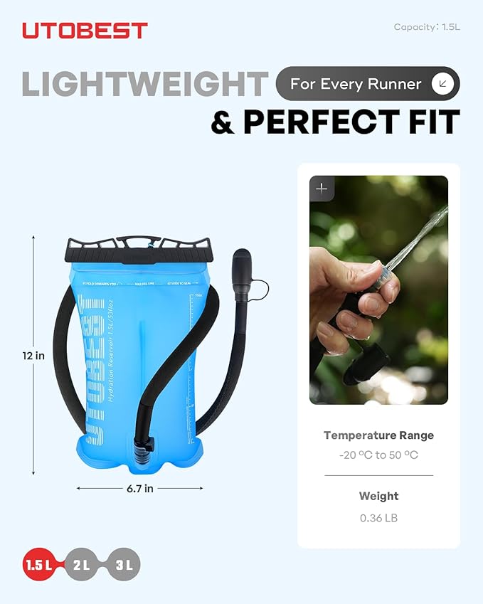 Hydration Bladder,TPU Water Bladder,Water Bladder for Hiking Backpack,BPA Free,Wide Opening,Leak-Proof,Water Reservoir for Hiking Cycling Camping Running