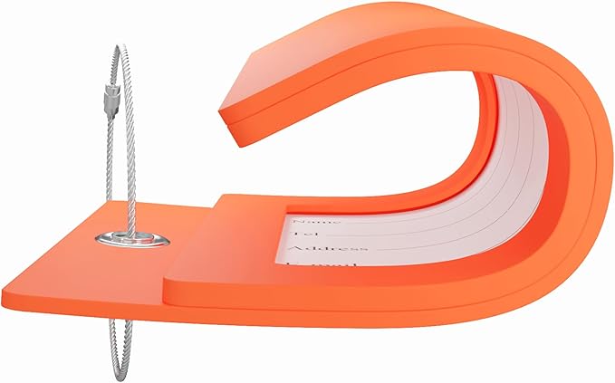 Gostwo 2 Pack Luggage Tags for Suitcases, 26 Initial Letter Travel Luggage Baggage Identification Labels ID Tag Fully Bendable Tags with Stainless Steel Loop (Orange) (Letter W)