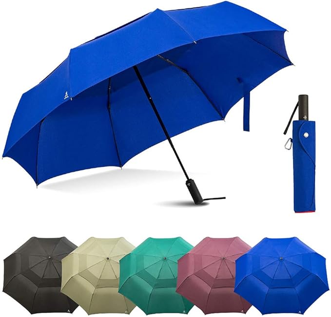 Portobello Large Umbrella For Rain - Big 54 Inch Double Vented Canopy, Folds Into Travel Size, Big Enough To Fit In 2 Adults, Heavy Duty, Sturdy, Windproof W/Auto Open Close