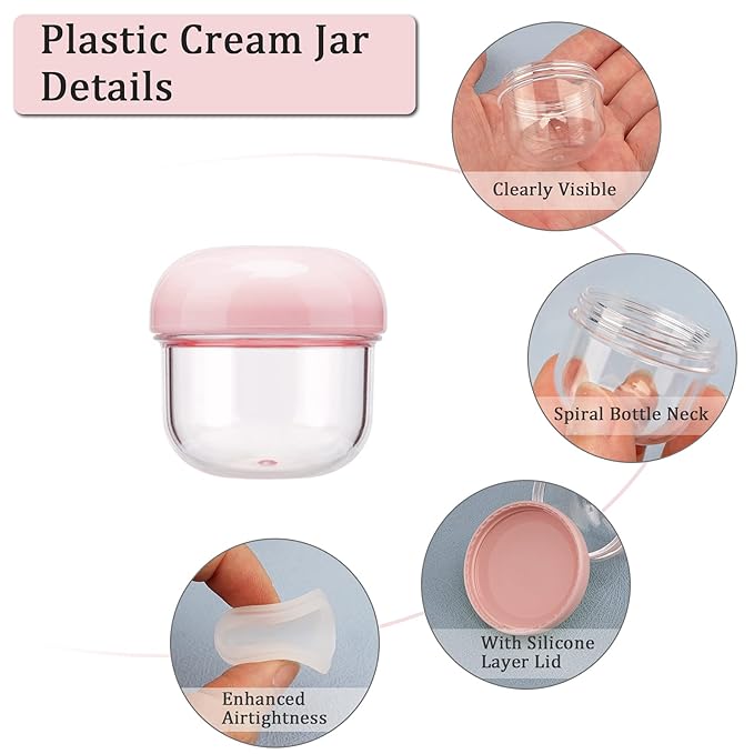 Cosywell Travel Jars for Creams 9PCS Travel Size Containers for Toiletries Cream Jars Refillable Leak-proof Travel Accessories with Lid for Lotion Cosmetic Makeup Body Cream (Plastic-6 & Silicone-3)